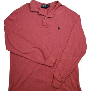 Polo Ralph Lauren Long Sleeve Sz M Pink Polo Shirt Blue‎ Pony Cotton